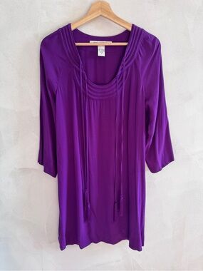 Diane von Furstenberg - Parlian Purple Tassel Tie Tunic Dress - Size 4